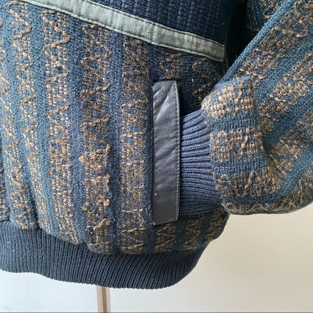 Vintage Thick Knit Sweater With Leather Trim - Picture 10 of 13